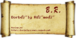 Borbély Rómeó névjegykártya